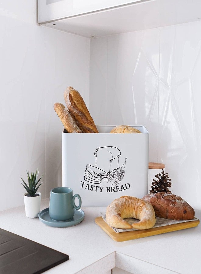 SOTECH Bread Box for Kitchen Countertop with Cutting Board Bamboo Lid Farmhouse White Metal Bread Box kitchen Food Bread Storage Container Large Bread Bin Kitchen Decor - Image 4